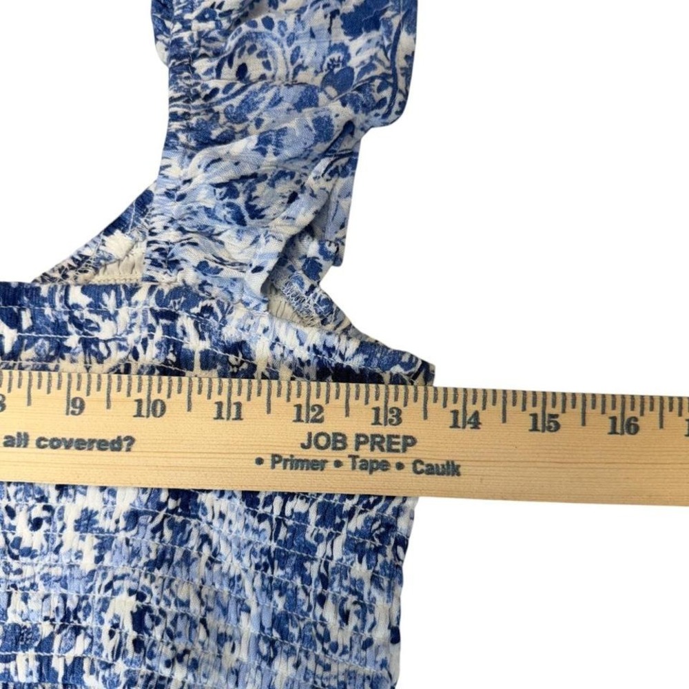 Hollister Smocked Floral Paisley Babydoll Tank Top Blue White Womens S - Picture 7 of 8